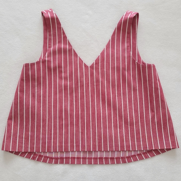Club Monaco Ketch Tank Top Light Red & White Nautical Striped Crop SIZE Small - Picture 1 of 7